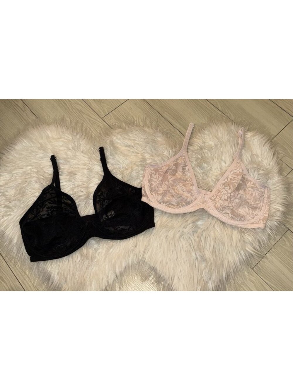 2 Love by Gap Bare Natural Plunge Lace Bras Sheer UW Womens 36DD Black Pink